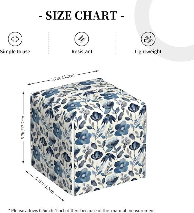 Watercolor Blue Floral Tissue Box Cover Square - Image 4