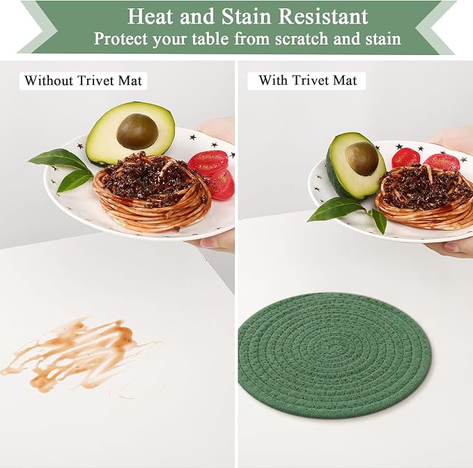 SHACOS 8 Inches Trivets for Hot Dishes, 4 Pieces Cotton Trivets Mats for Kitchen - Image 2