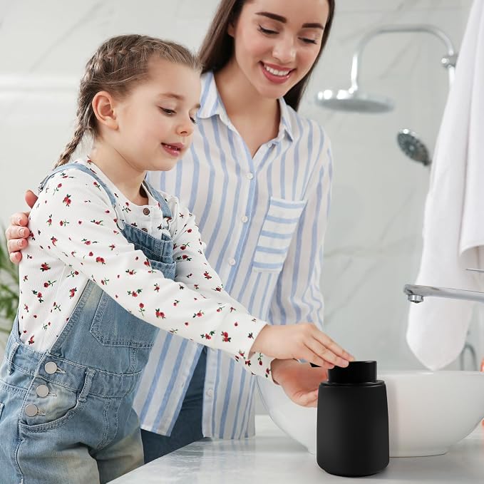 Ceramic Foam Soap Dispenser 2 Pack, 12oz Matte Black Lotion Hand Sanitizer Soap - Image 7
