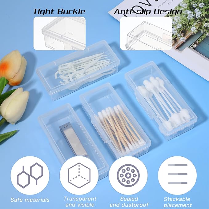 4 Pcs Cotton Swab Holder for Travel Portable Small Dental Floss Picks Case - Image 3