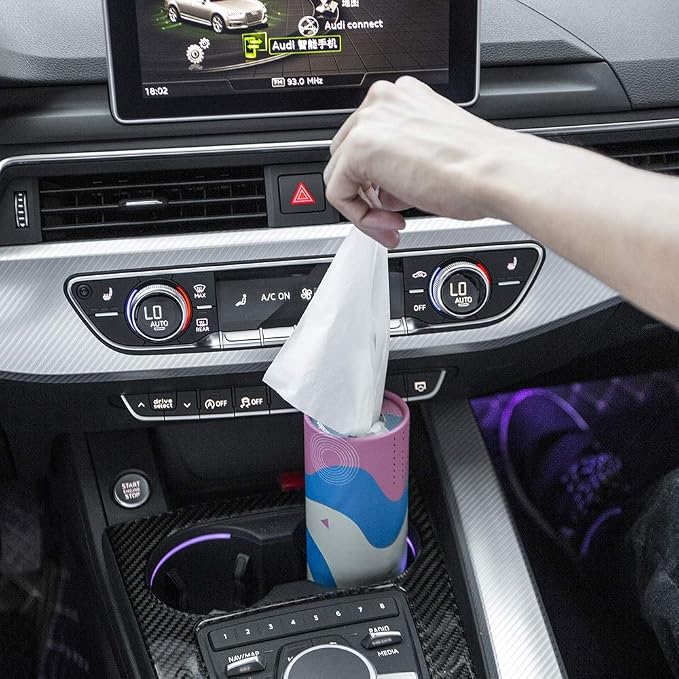 Car Tissue Holder with Facial Tissue Bulk, Car Tissues Box Round Container - Image 8