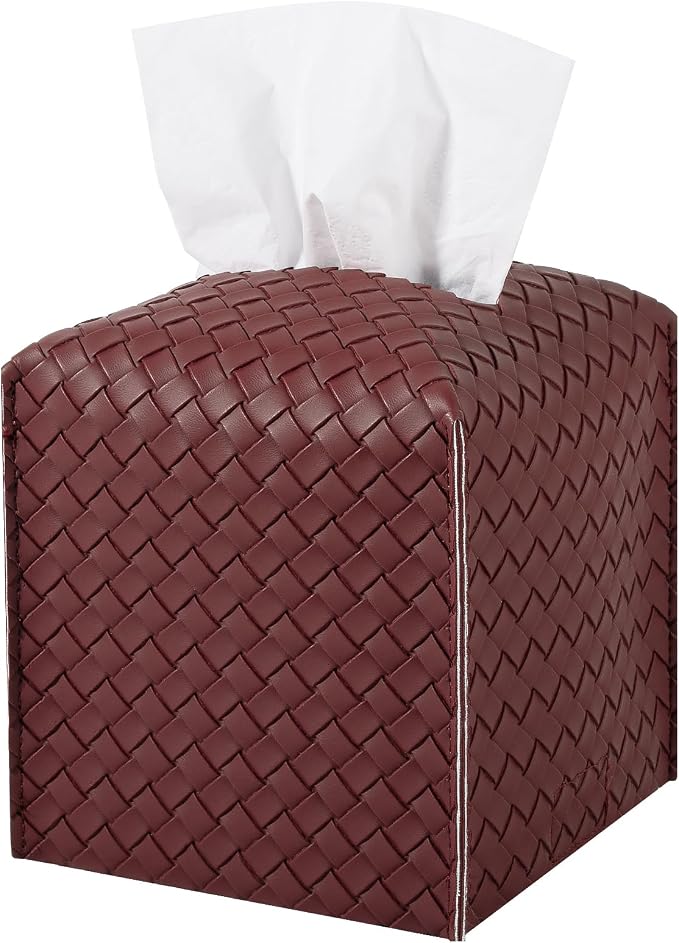 Tissue Box Cover PU Leather Tissue Holder Square Facial Tissue Case Facial by zoocatia