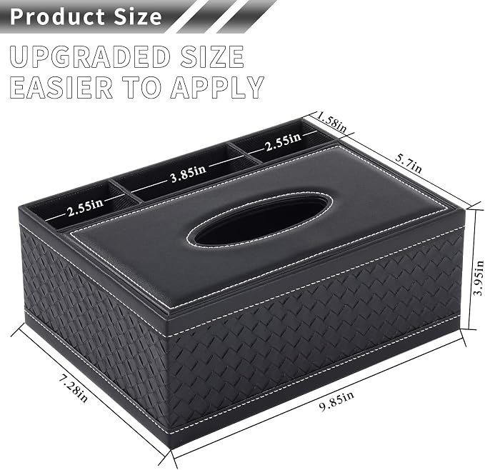 PU Leather Rectangular Tissue Box Cover - Image 3
