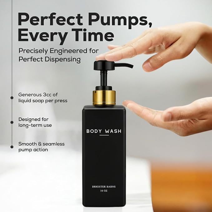 Black Shampoo and Conditioner Dispenser Set by Brighter Barns - Image 4
