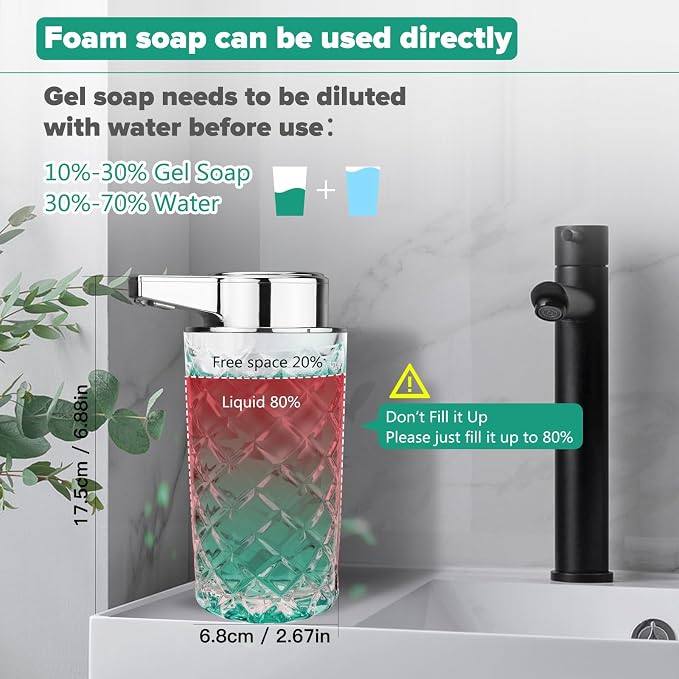 Automatic Soap Dispenser Foam for Kitchen: 11 OZ Glass Touchless Clear Auto - Image 5