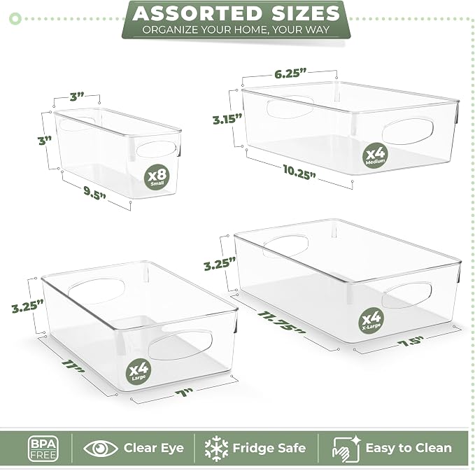 Sorbus Variety 20-Pack Clear Plastic Organizing Bins – Clear Bins - Image 3