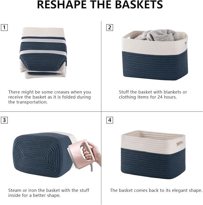 4 Pack Storage Baskets for Organizing, Woven Baskets for Shelves - Image 6