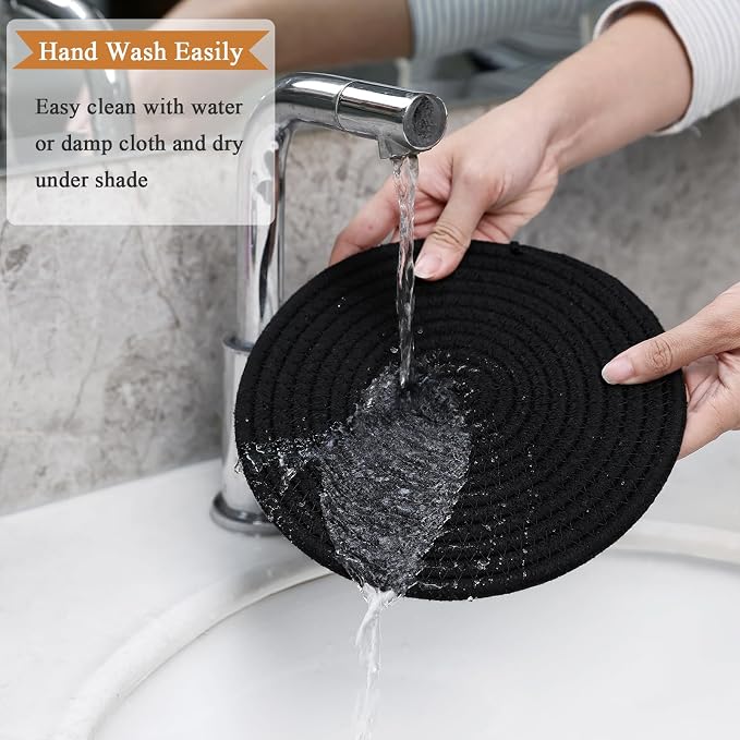 SHACOS 8 Inch Trivets for Hot Dishes, 4 Heat-Resistant Cotton Trivet Mats for - Image 5
