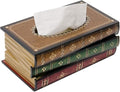 Crafted Classical Retro Wooden Antique Book Tissue Box Cover Rectangular Tissue by VERGOODR