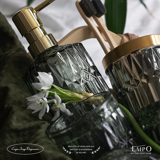 EMPO 6PCS Bathroom Clear Glass Accessories Set, Contemporary Modern Decor - Image 4