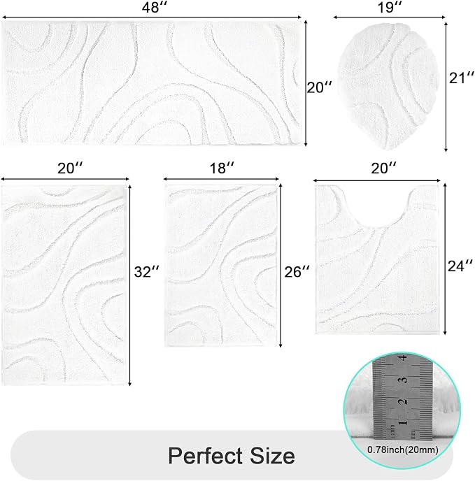 HEBE Bathroom Rugs Sets 5 Piece, Soft Absorbent Microfiber Bath Mat - Image 2