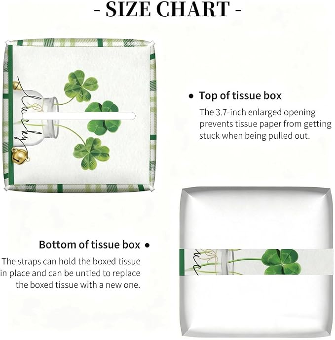 Lucky Clover Tissue Box Cover Leather Tissue Box Holder Square Facial Paper - Image 3