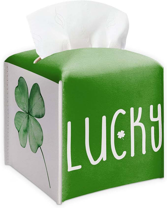 St. Patrick's Day Lucky Clover Design Tissue Box Cover by Unknown