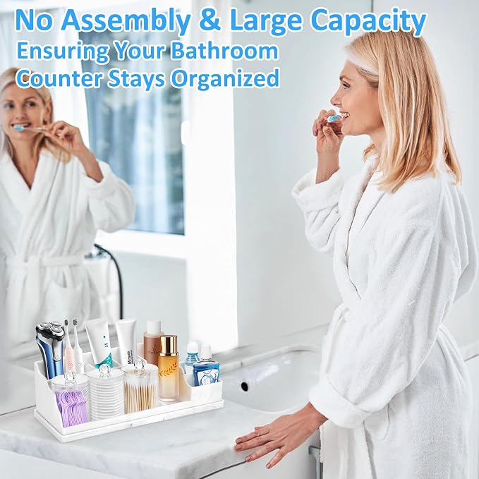Bathroom Counter Organizer, Large White Silicone Toothbrush Holders - Image 4