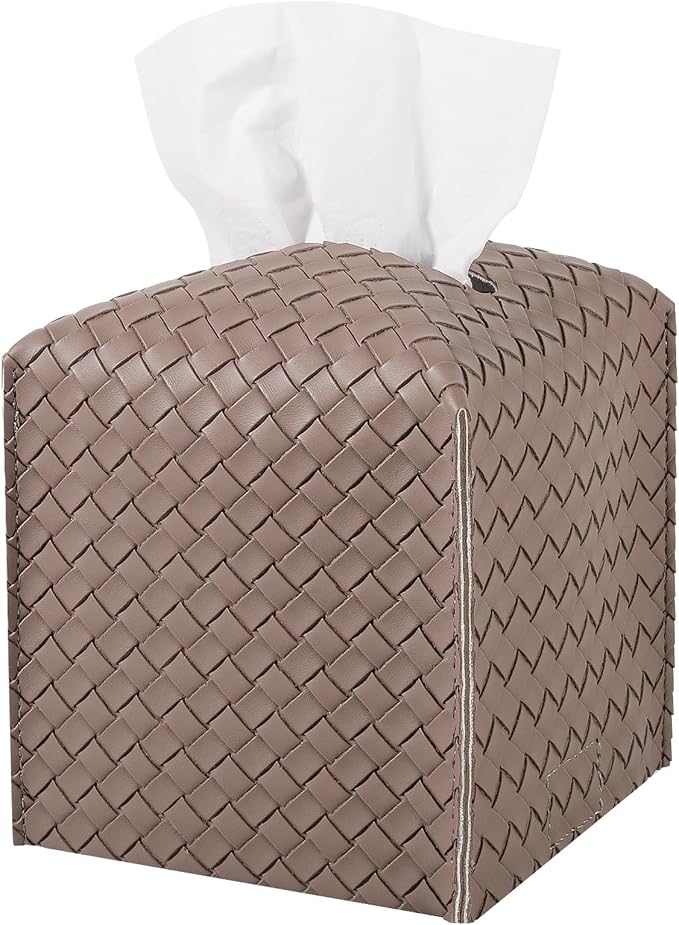 Tissue Box Cover PU Leather Tissue Holder Square Facial Tissue Case Facial by zoocatia
