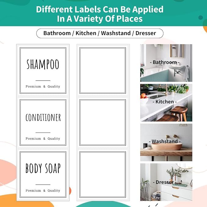 Segbeauty Waterproof Labels for Bottles, Removable Self-Adhesive Soap Dispenser - Image 6