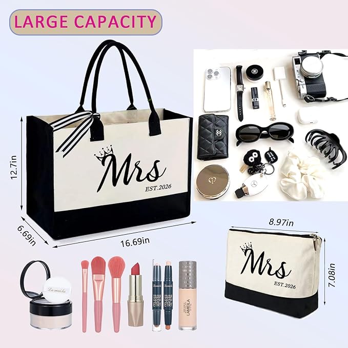 Mrs 2026 Bride Canvas Tote Bag, Gifts - Image 6