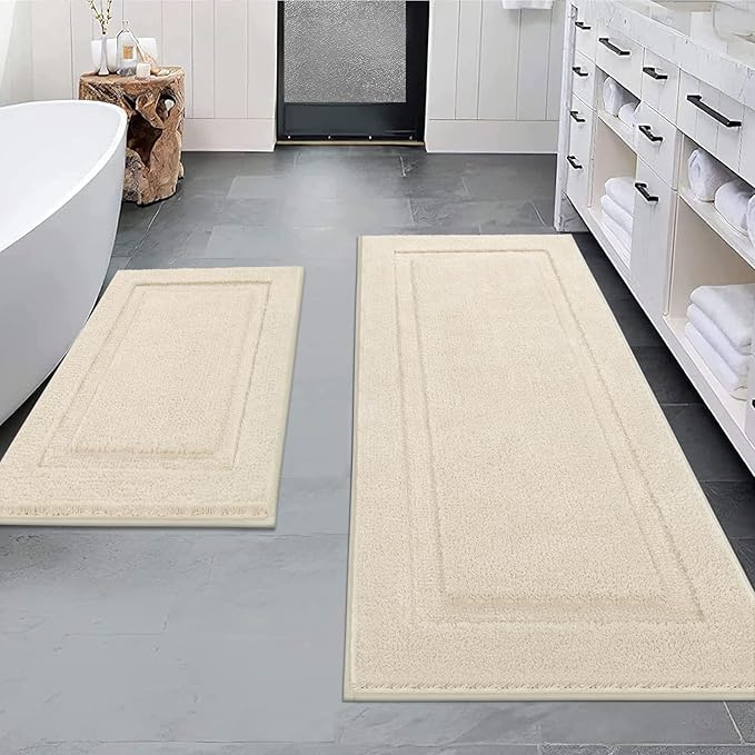 SHACOS Ultra Soft Bathroom Runner Rugs Sets 2 Pieces 47x20 + 32x20 inch by SHACOS