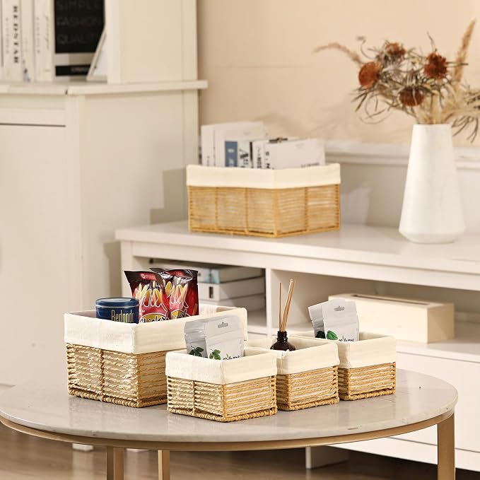 Vagusicc Wicker Storage Basket, Hand-Woven Paper Rope Wicker Baskets, - Image 4