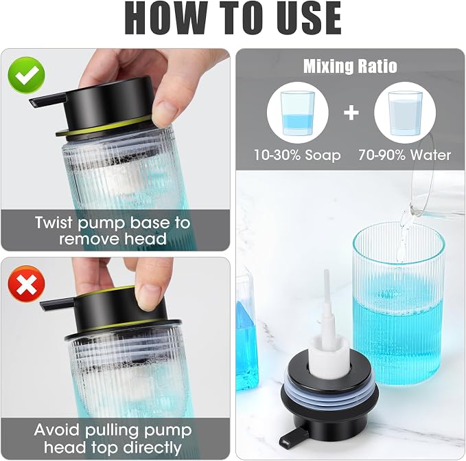 NiHome 14oz Multifunctional Glass Foaming Hand Soap Dispenser - Image 4