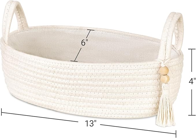 Mkono Small Storage Basket for Toilet Tank Top Boho Bathroom Decor Woven Rope - Image 5
