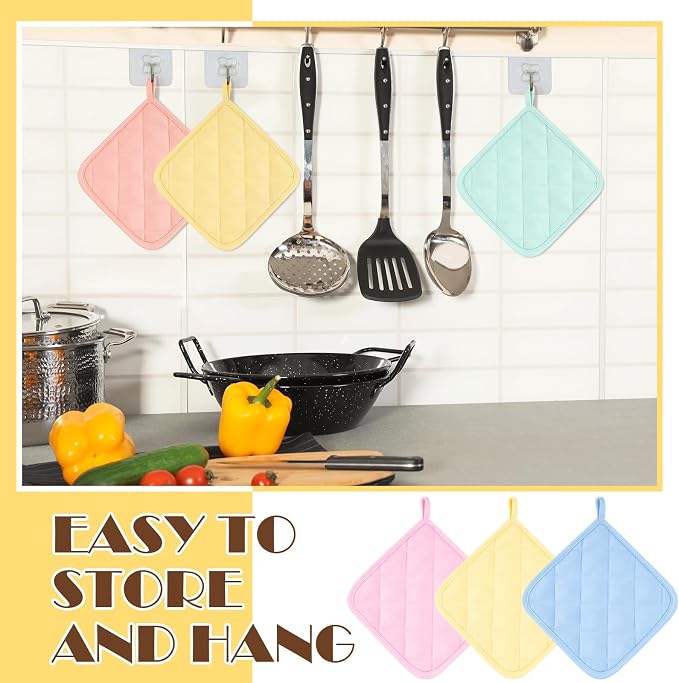 Bokon 12 Pcs Pot Holders for Kitchen, Pastel Potholders Sets, Heat Resistant - Image 5