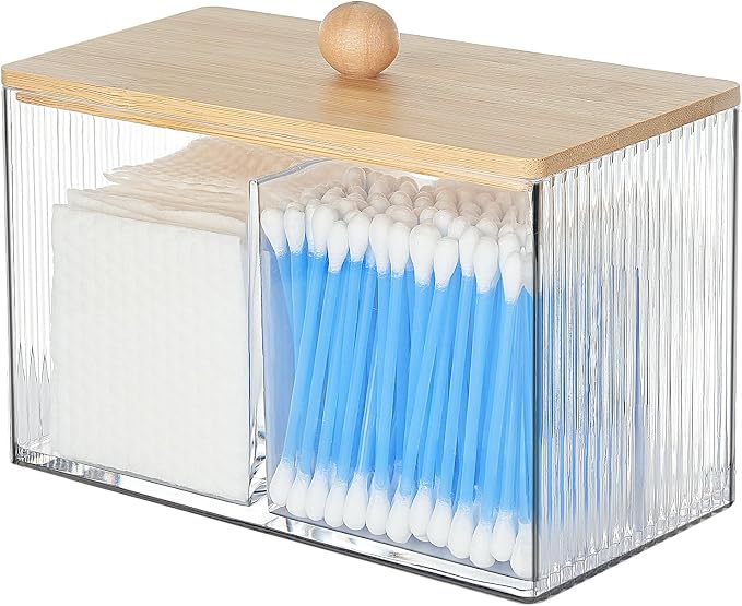 KIMCHOMERSE Qtip Holder Storage, Bathroom Cotton Ball Holder Canisters by KIMCHOMERSE