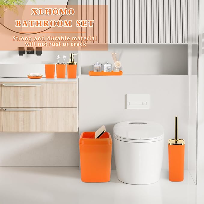 Orange Bathroom Accessories Set, Soap Dispenser, Soap Dish, Toothbrush Holder - Image 7