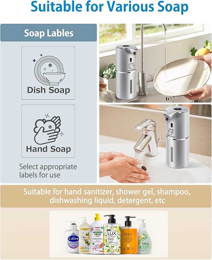 Automatic Liquid Soap Dispenser 12.8oz, Rechargeable & 6 Levels Soap Adjustable - Image 6
