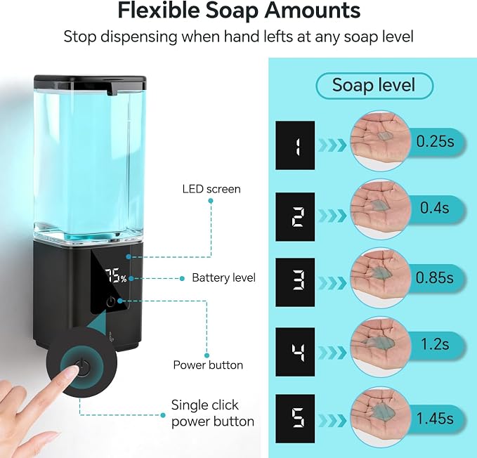 LAOPAO Automatic Soap Dispenser Wall Mount Rechargeable Liquid Soap Pump - Image 2