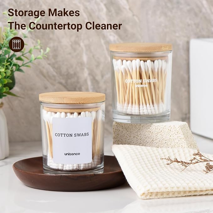 Glass Qtip Holder 2 Pack, Qtip Holder Dispenser Bathroom Set Bathroom - Image 7