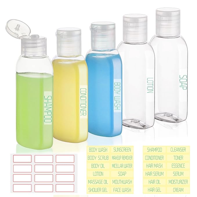 Travel Bottles for Toiletries 5 Pack 2oz TSA Approved Squeezable Travel Size - Image 2