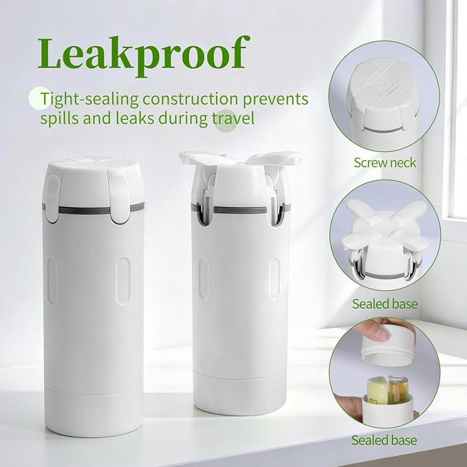 4 in 1 Travel Dispenser, 4 Pack 30ML Travel Bottles - Image 4