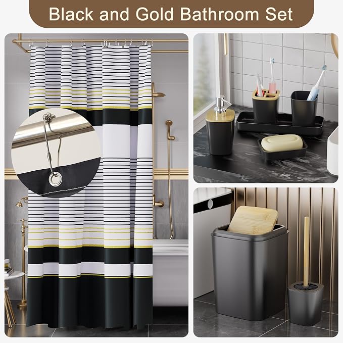 24PCS Bathroom Sets with Shower Curtain and Rugs - Image 4