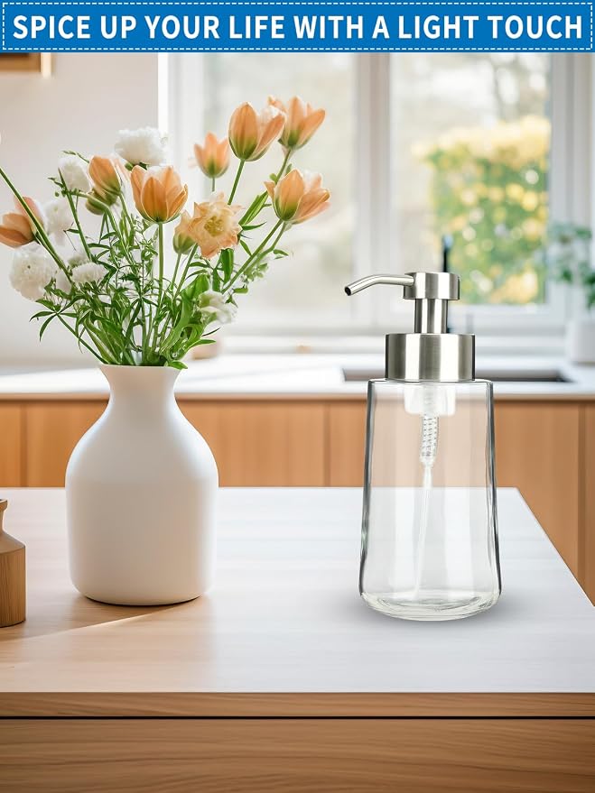Doiliese Foaming Hand Soap Dispenser Set, 16 oz Large Glass Soap Dispenser - Image 7