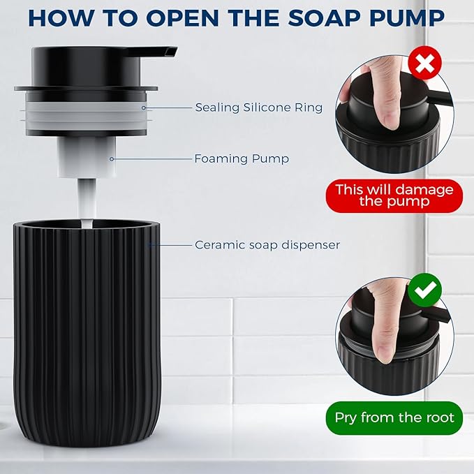 Ceramic Foaming Hand Soap Dispenser，12 oz Bathroom Soap Dispensers， Lotion - Image 4