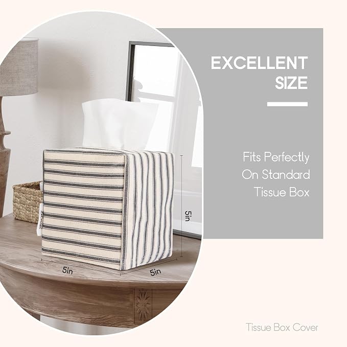 Tissue Box Cover, Fabric Tissue Box Holder Square, Stylish Toilet Paper Storage - Image 2
