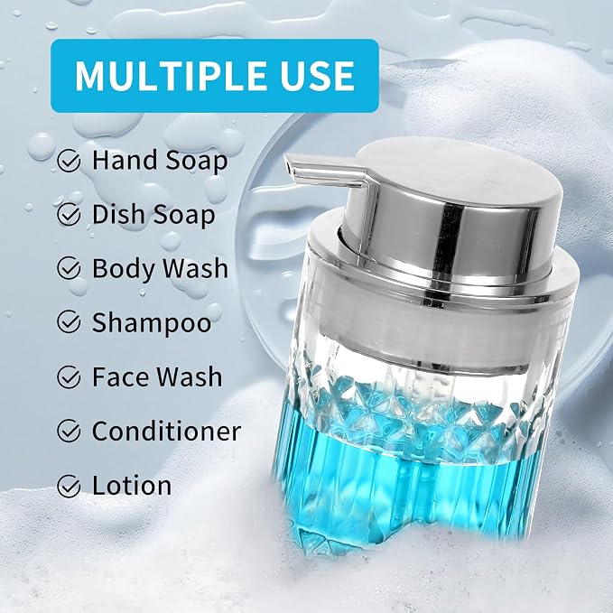 Foaming Soap Dispenser, 2 Pack Clear Glass Foam Hand Soap Dispenser - Image 6