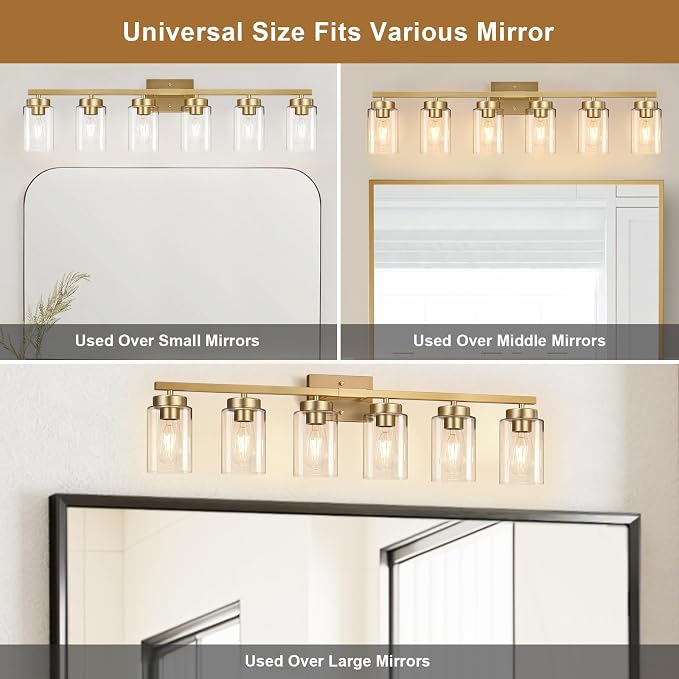 IZORRO Modern Bathroom Light Fixtures, 6 Light Gold Vanity Lights, Bathroom - Image 7
