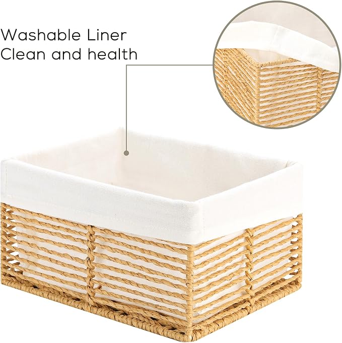 Vagusicc Wicker Storage Basket, Hand-Woven Paper Rope Wicker Baskets, - Image 3