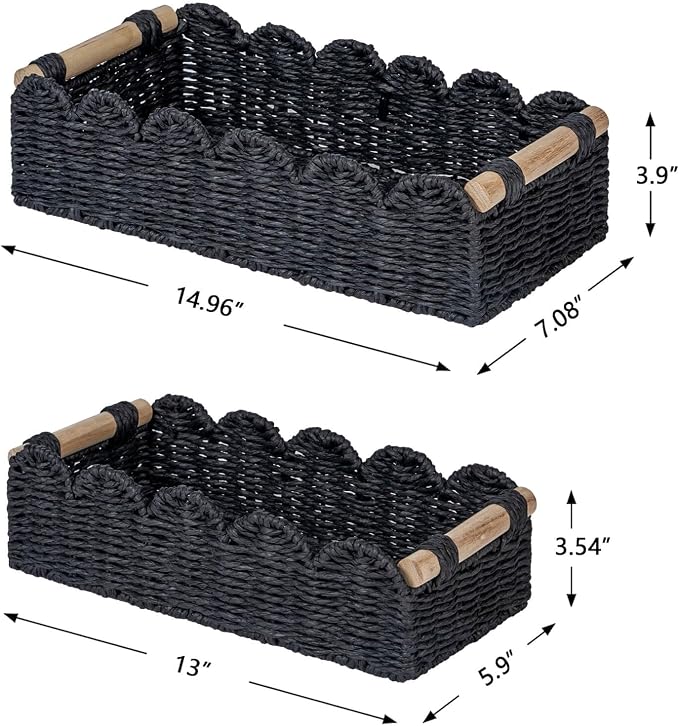 CubesLand Toilet Paper Storage Basket, Scalloped Edge Shelves Basket - Image 3
