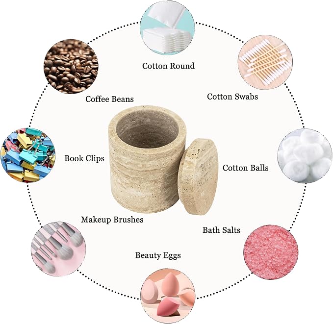 Natural Marble Canister, Cotton Swab Holder - Image 7