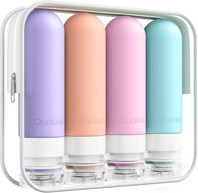 Quatish Travel Bottles for Toiletries, Original Patented Leak Proof Travel Size by Quatish