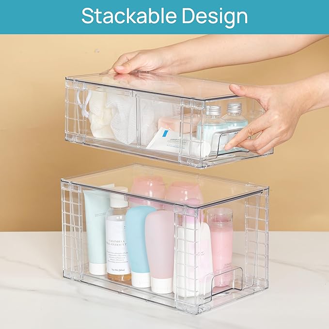 Vtopmart 4 Pack Clear Stackable Storage Drawers, Under Sink and Kitchen - Image 7