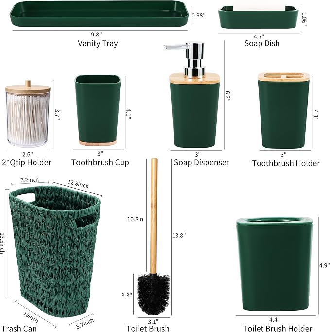 Dark Green Bathroom Accessories Set - Image 3