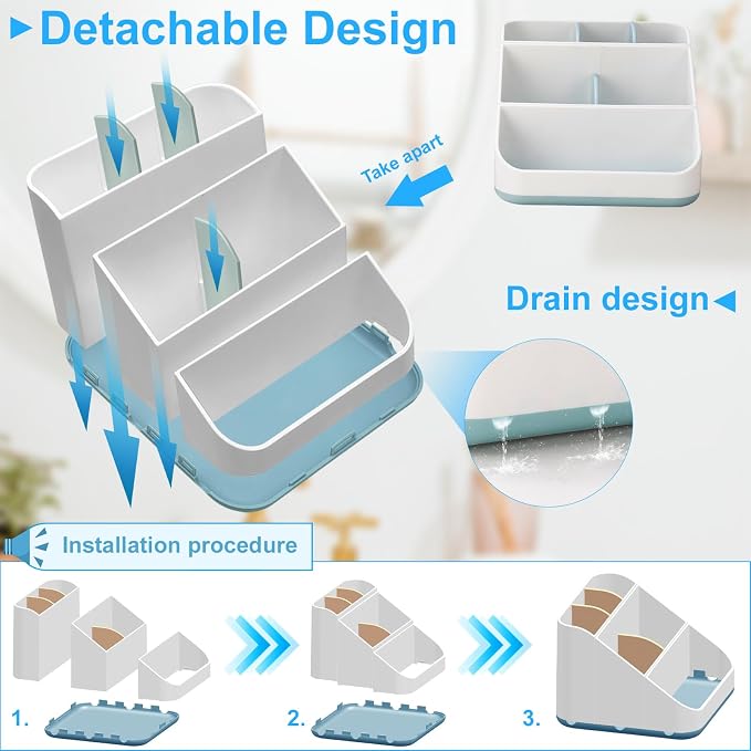 Toothbrush Holder for Bathroom, Detachable for Easy Cleaning Multi-Functional - Image 2