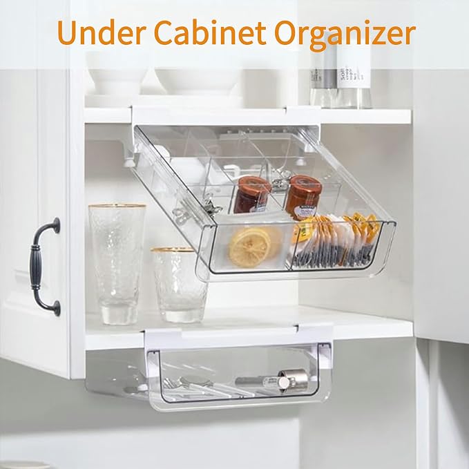 vacane Kitchen Organizer Drawer, Pantry Drawer Under Cabinet Shelf Hanging - Image 2