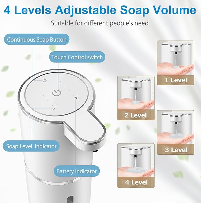 Automatic Liquid Soap Dispenser, 4-Level Adjustable, Wall Mount, USB - Image 3
