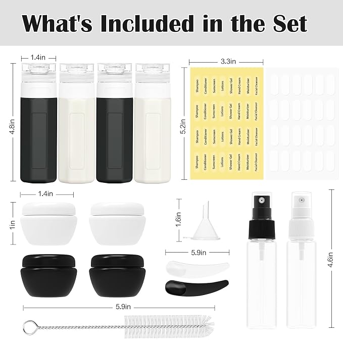 Redfly 17PCS Travel Bottles for Toiletries, TSA Approved Leak Proof Refillable - Image 2