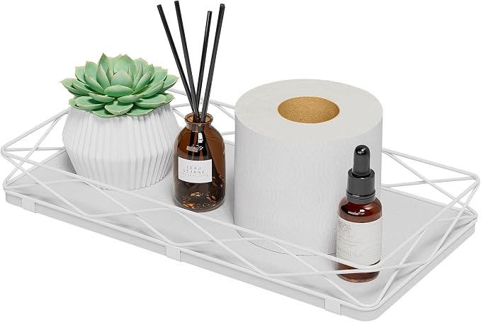 Toilet Paper Basket Holder, Wood and Metal Toilet Tray Vanity Organizer by Lixple